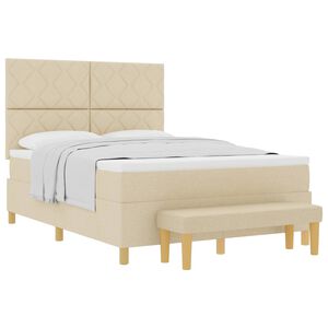 vidaXL Lit &agrave; ressorts avec matelas Cr&egrave;me 160 x 200 cm tissu