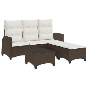 vidaXL Salon de jardin 3 pcs avec coussins forme L marron polyrotin