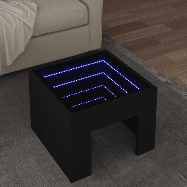 vidaXL Table basse avec LED infini noir 40x40x30 cm