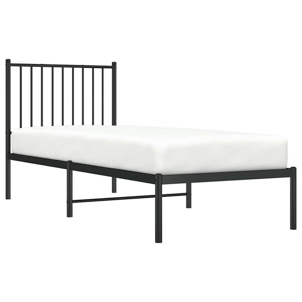 vidaXL Cadre de lit métal sans matelas avec tête de lit noir 80x200 cm