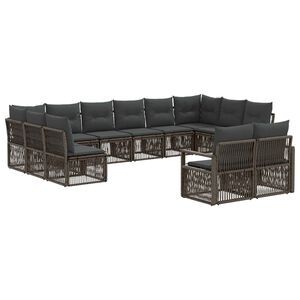 vidaXL Ensemble de canap&eacute; de jardin 12 pcs Gris polyrotin