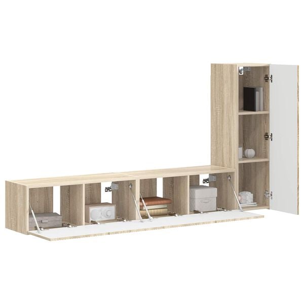 vidaXL Ensemble meuble TV 3 pcs Ch&ecirc;ne Sonoma Bois d'ing&eacute;nierie