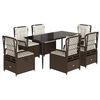 vidaXL Ensemble &agrave; manger de jardin et coussins 7 pcs marron rotin