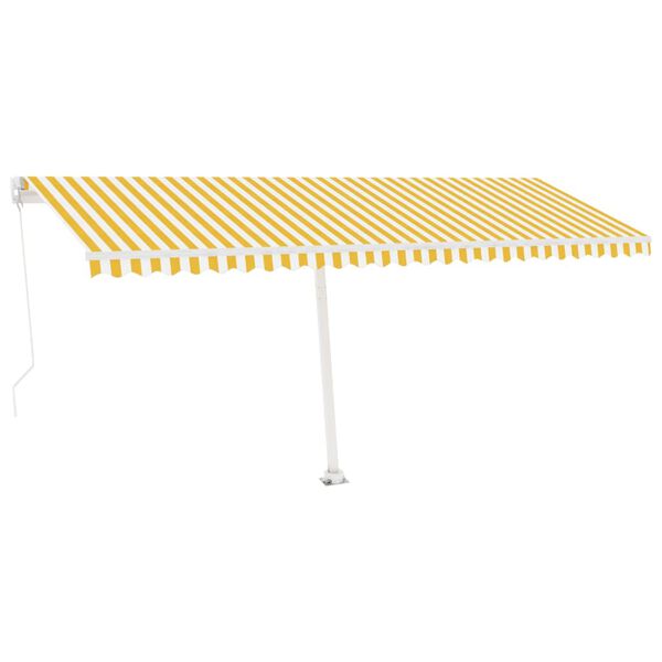 vidaXL Auvent manuel r&eacute;tractable avec LED 500x300 cm Jaune et blanc