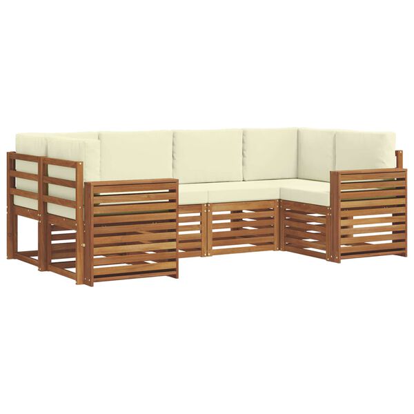 vidaXL Ensemble de canap&eacute; d'angle avec coussin 6 pcs Naturel et Cr&egrave;me