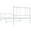 vidaXL Cadre de lit m&eacute;tal sans matelas avec pied de lit blanc 90x190cm