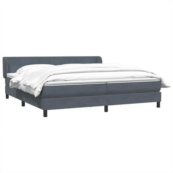 vidaXL Sommier &agrave; lattes de lit et matelas gris fonc&eacute; 200x210cm velours