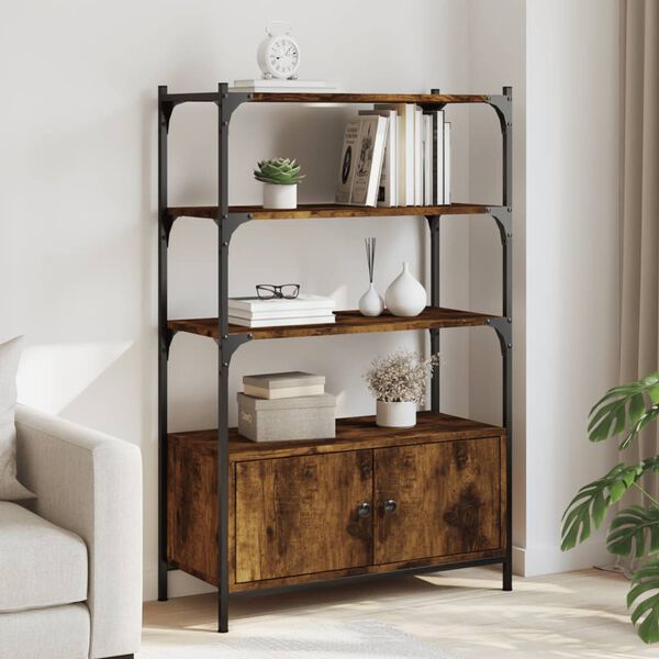 vidaXL Biblioth&egrave;que &agrave; 3 niveaux ch&ecirc;ne fum&eacute; 70x30x109,5 cm