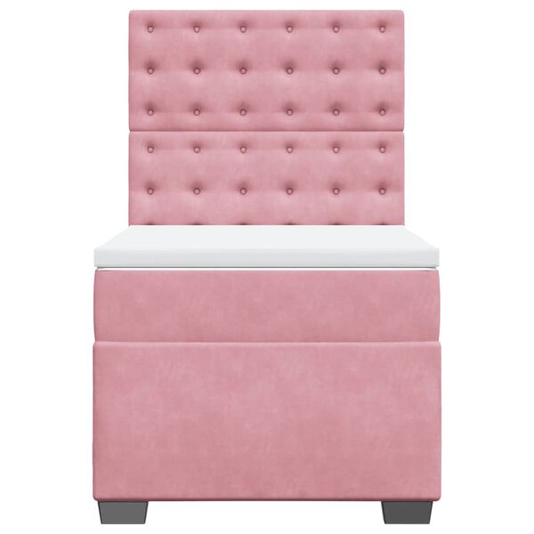 vidaXL Sommier &agrave; lattes de lit avec matelas Rose 90x200 cm Velours
