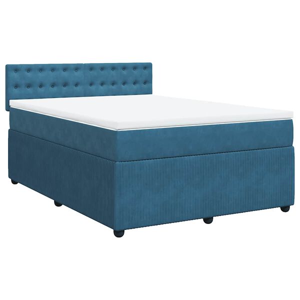 vidaXL Sommier &agrave; lattes de lit et matelas bleu 140x190 cm velours