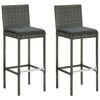 vidaXL Ensemble de bar de jardin 3 pcs et coussins R&eacute;sine tress&eacute;e Gris