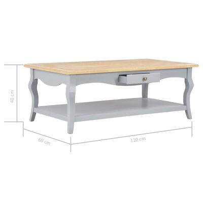 vidaXL Table basse Gris 110 x 60 x 40 cm MDF