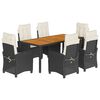 vidaXL Ensemble &agrave; manger de jardin coussins 7pcs Noir R&eacute;sine tress&eacute;e