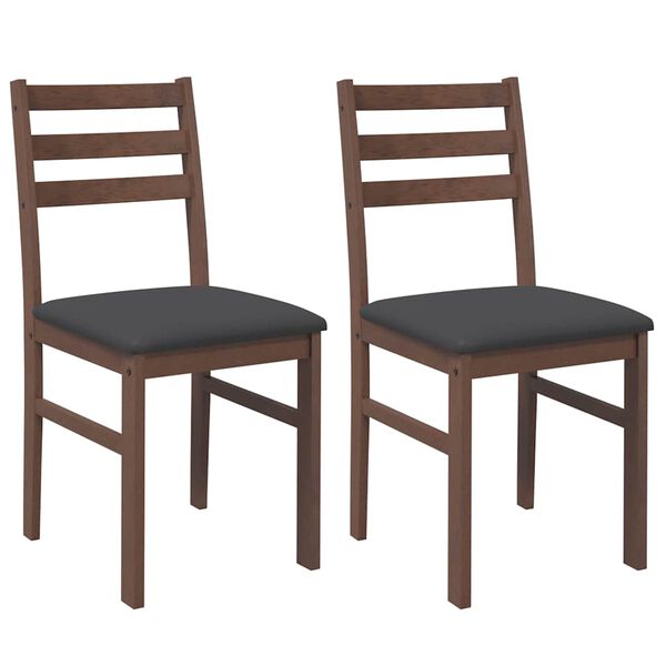 vidaXL Chaises à manger coussins 2 pcs marron bois massif caoutchouc
