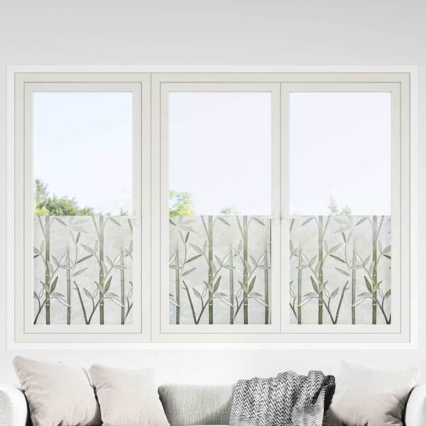vidaXL Films pour fen&ecirc;tre 2 pcs d&eacute;poli motif de bambou PVC
