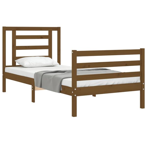 vidaXL Cadre de lit sans matelas marron miel 90x200 cm bois massif
