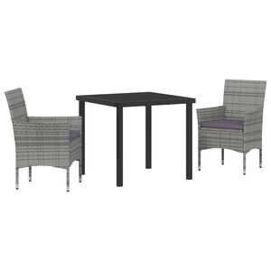vidaXL Ensemble de salle &agrave; manger pour jardin 3 pcs Gris polyrotin