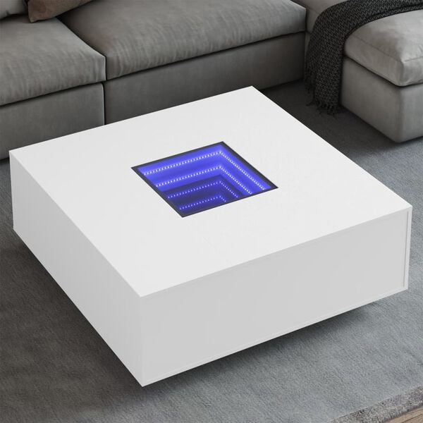 vidaXL Table basse avec LED infini blanc 100x100x40 cm