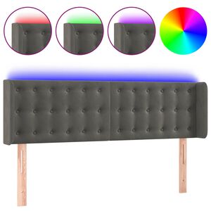 vidaXL T&ecirc;te de lit &agrave; LED Gris fonc&eacute; 147x16x78/88 cm Velours