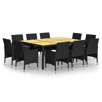 vidaXL Ensemble à dîner de jardin 11 pcs Résine tressée Noir