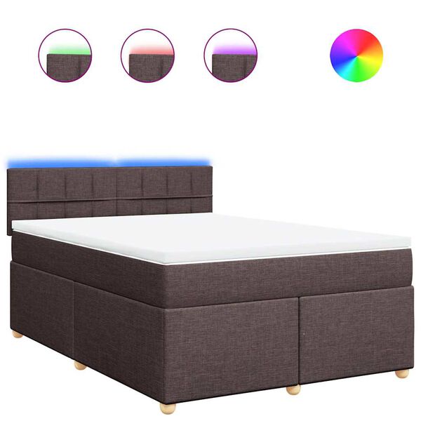 vidaXL Sommier &agrave; lattes de lit avec matelas Marron fonc&eacute; 140x190 cm