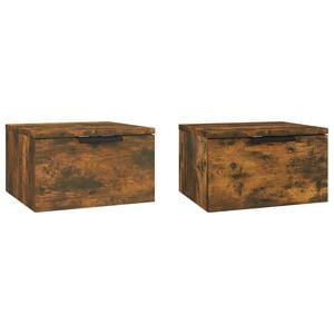 vidaXL Tables de chevet murales 2 pcs Ch&ecirc;ne fum&eacute; 34x30x20 cm