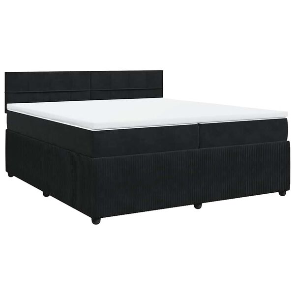 vidaXL Sommier &agrave; lattes de lit et matelas Noir 200x200 cm Velours