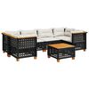 vidaXL Salon de jardin 7 pcs avec coussins noir r&eacute;sine tress&eacute;e