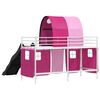 vidaXL Lit mezzanine pour enfants Blanc et rose 100 x 190 cm M&eacute;tал