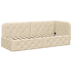 vidaXL Cadre de lit d'angle Cr&egrave;me 80 x 200 cm tissu