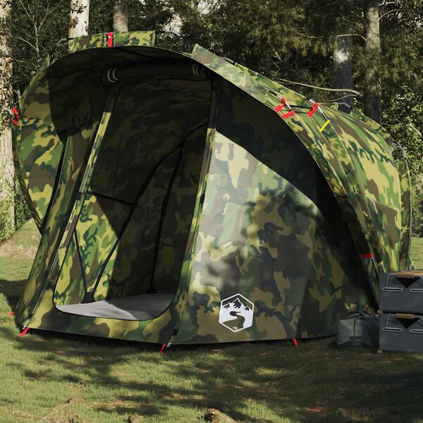 vidaXL Tente de p&ecirc;che 4 personnes camouflage imperm&eacute;able