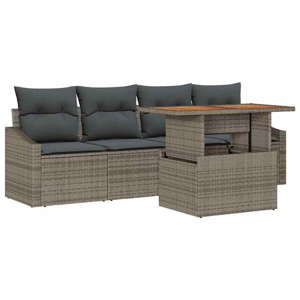 vidaXL Ensemble de canap&eacute; de jardin 5 pcs Gris Poly rotin