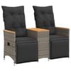 vidaXL Canap&eacute; de jardin inclinable 2 places avec table gris poly rotin