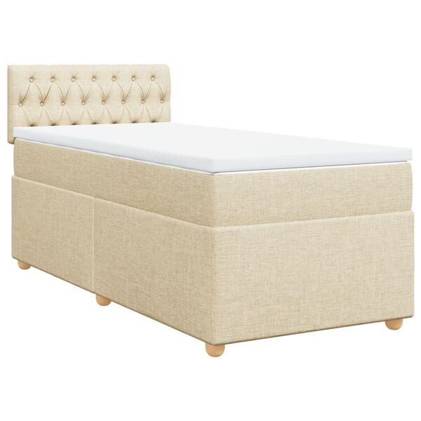 vidaXL Sommier &agrave; lattes de lit avec matelas Cr&egrave;me 80x200 cm Tissu