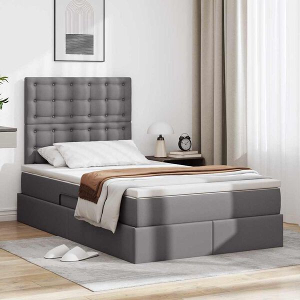 vidaXL Lit avec rangement et LED Gris 120 x 200 cm Simili cuir