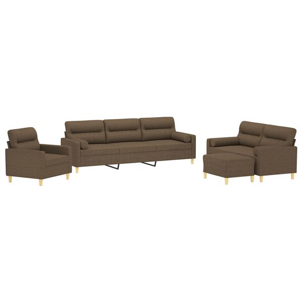 vidaXL Ensemble de canap&eacute;s 3pcs coussins d&eacute;coratifs et coussins Marron