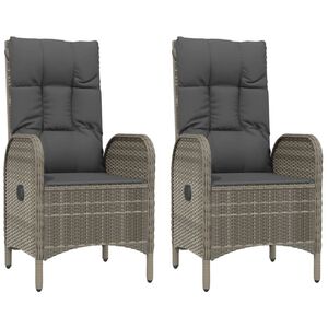 vidaXL Chaises d'ext&eacute;rieur lot de 2 R&eacute;sine tress&eacute;e Gris