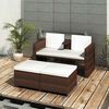 vidaXL Salon de jardin 4 pcs avec coussins R&eacute;sine tress&eacute;e Marron