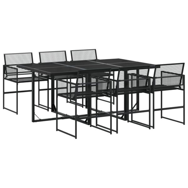 vidaXL Ensemble à manger de jardin 7 pcs Noir Résine tressée
