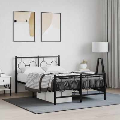 vidaXL Cadre de lit métal sans matelas avec pied de lit noir 120x200cm