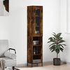 vidaXL Buffet haut Ch&ecirc;ne fum&eacute; 34,5x34x180 cm Bois d'ing&eacute;nierie