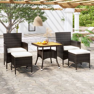 vidaXL Ensemble à manger de jardin 5 pcs Résine tressée et acacia Noir