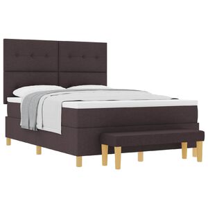 vidaXL Lit &agrave; ressorts avec coussin Marron fonc&eacute; 200 x 140 cm tissu
