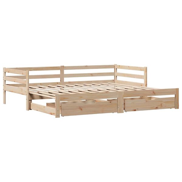vidaXL Lit de jour avec gigogne et tiroirs sans matelas 90x190 cm