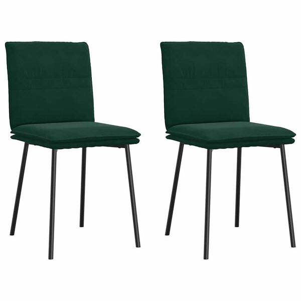vidaXL Chaises &agrave; manger lot de 2 Vert fonc&eacute; Velours