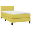vidaXL Sommier &agrave; lattes de lit avec matelas et LED Vert 90x200cm Tissu