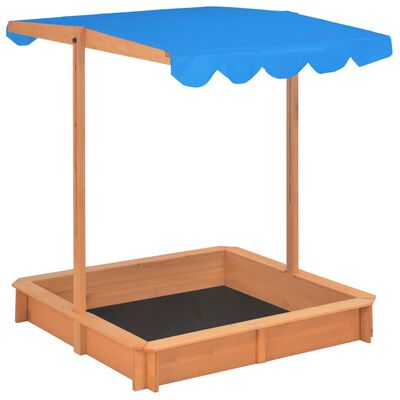 vidaXL Bac à sable avec toit ouvrant Bois de sapin Bleu UV50