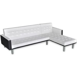 vidaXL Canap&eacute;-lit en forme de L similicuir blanc