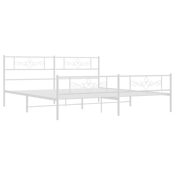 vidaXL Cadre de lit m&eacute;tal sans matelas et pied de lit blanc 180x200 cm
