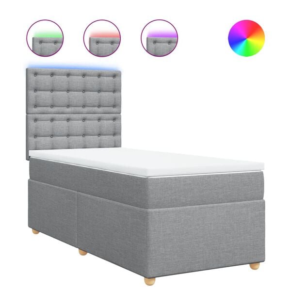 vidaXL Sommier &agrave; lattes de lit avec matelas gris clair 80x200 cm tissu